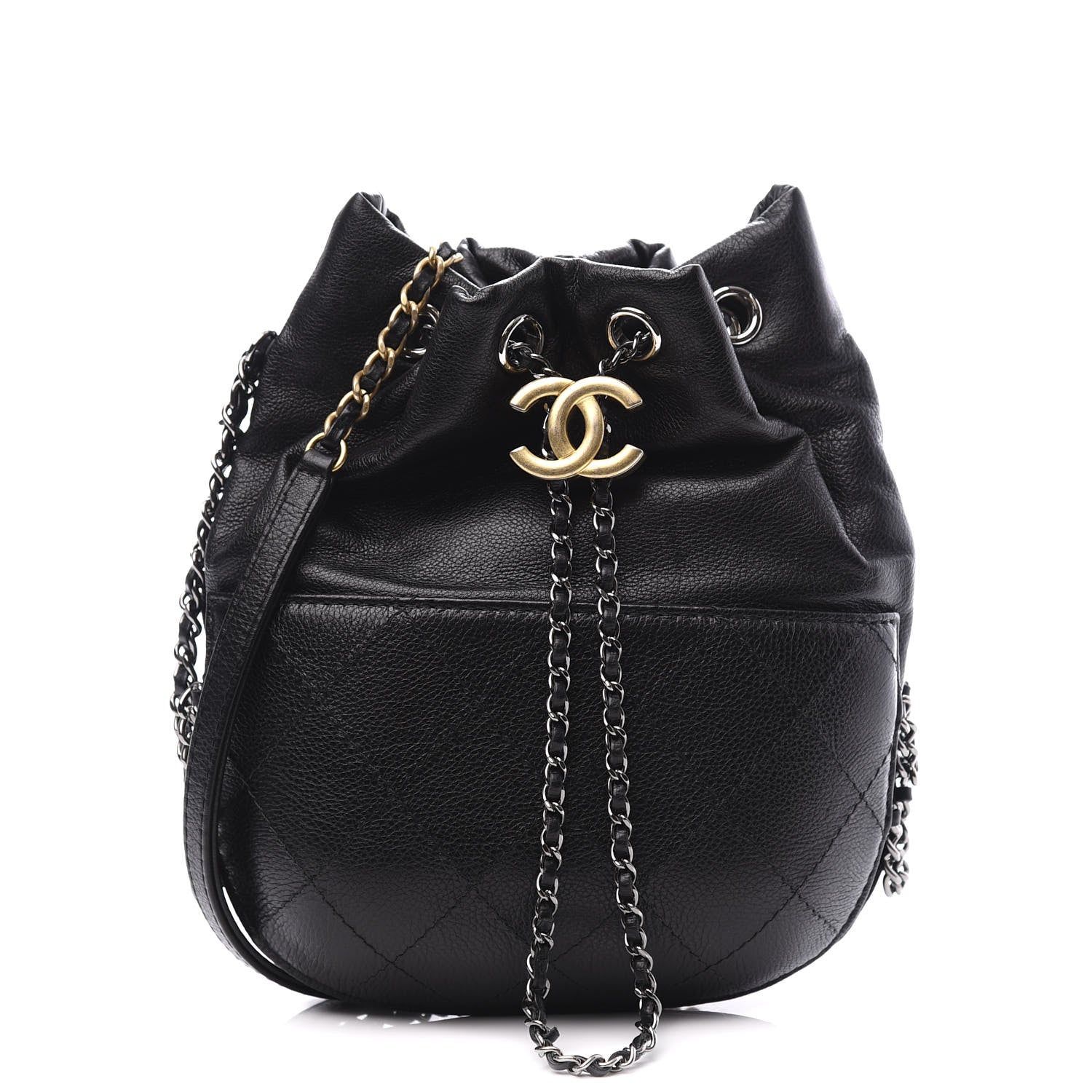 Chanel Calfskin Quilted Small Gabrielle Bucket Black 1 of 10