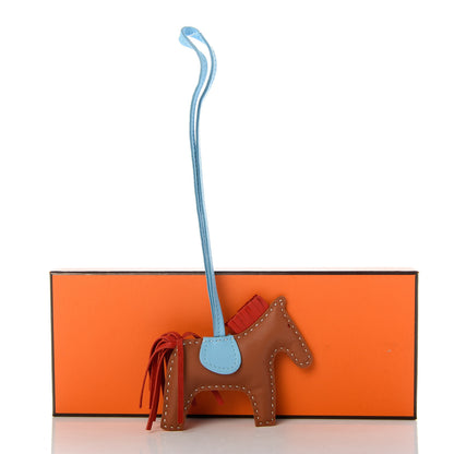 Hermes Milo Lambskin Grigri Rodeo Horse Bag Charm PM Sesame Rouge Indien Celeste 4 of 4