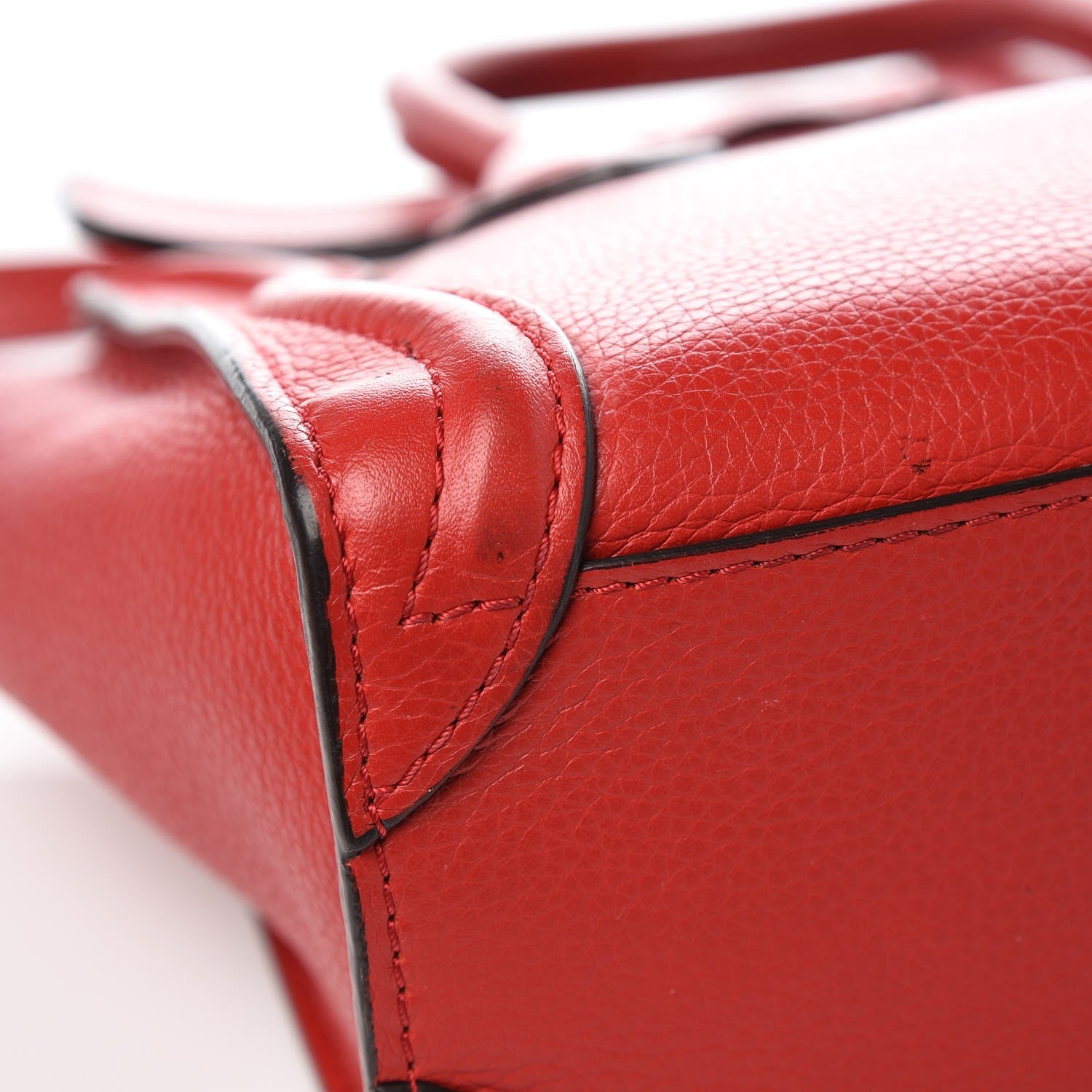 Celine Drummed Calfskin Nano Luggage Coquelicot 12 of 13