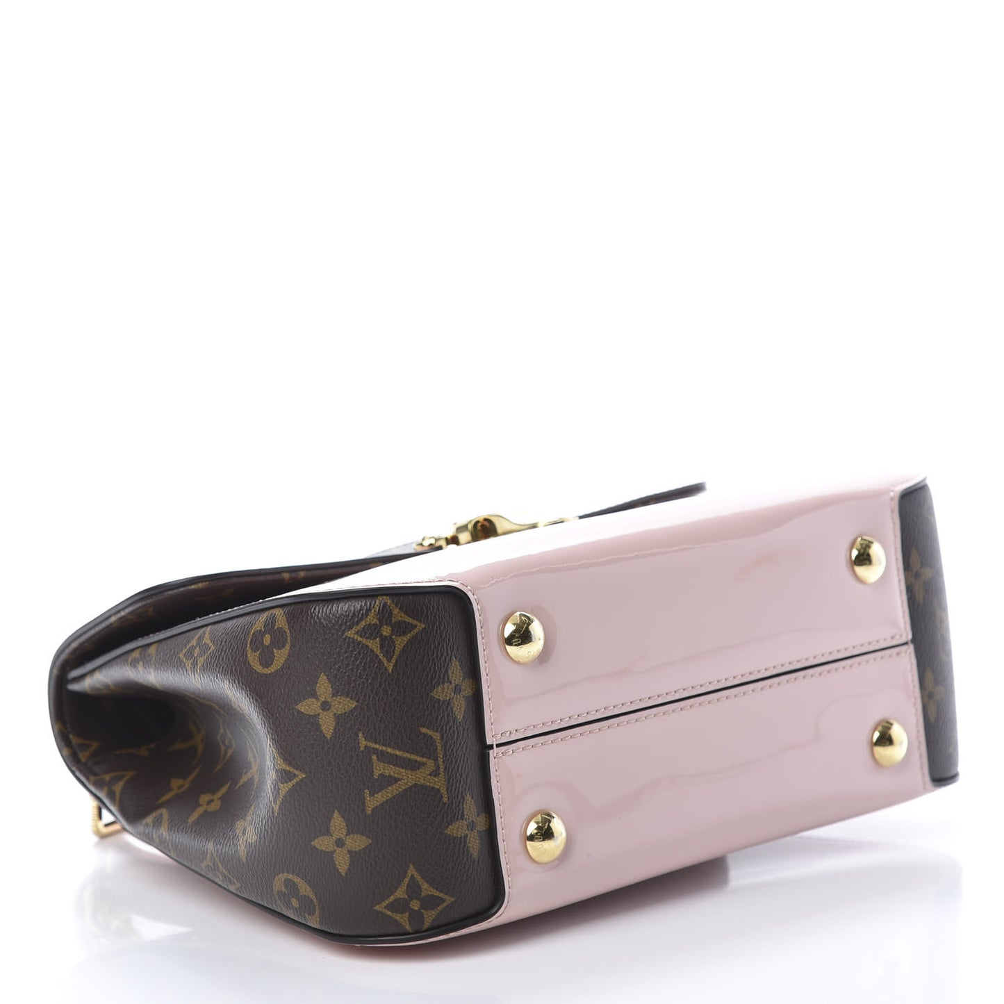 Patent Calfskin Monogram Cherrywood PM Rose Ballerine