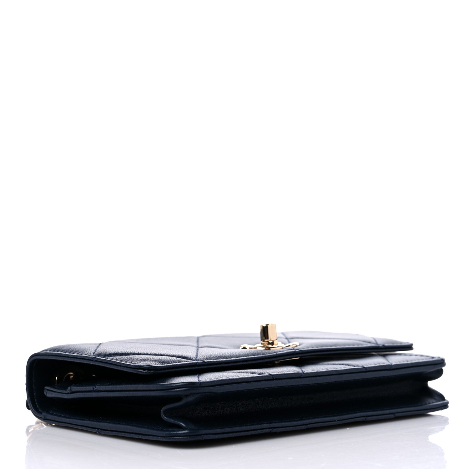 Chanel Lambskin Quilted Trendy CC Wallet On Chain WOC Navy 4 of 14