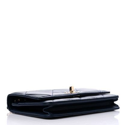 Chanel Lambskin Quilted Trendy CC Wallet On Chain WOC Navy 4 of 14