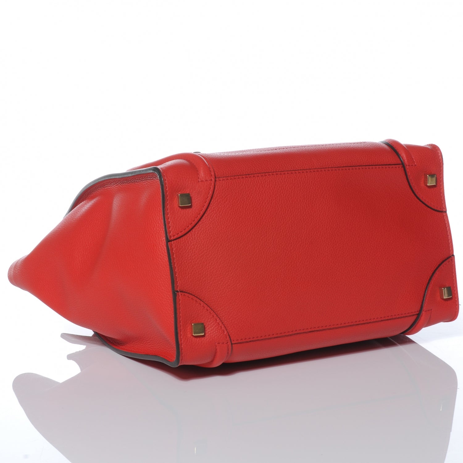 Celine Drummed Calfskin Mini Luggage Coquelicot 4 of 9