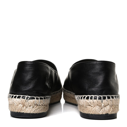 Chanel Lambskin Shiny Calfskin CC Espadrilles 40 Black Beige 6 of 13