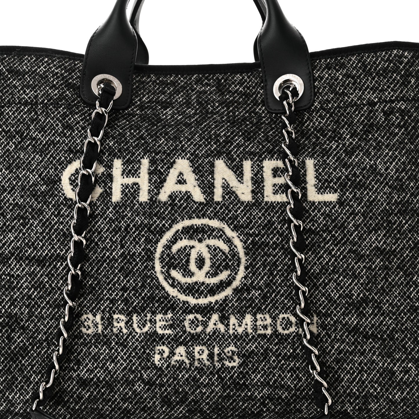 Mixed Fibers Calfskin Medium Deauville Tote Black