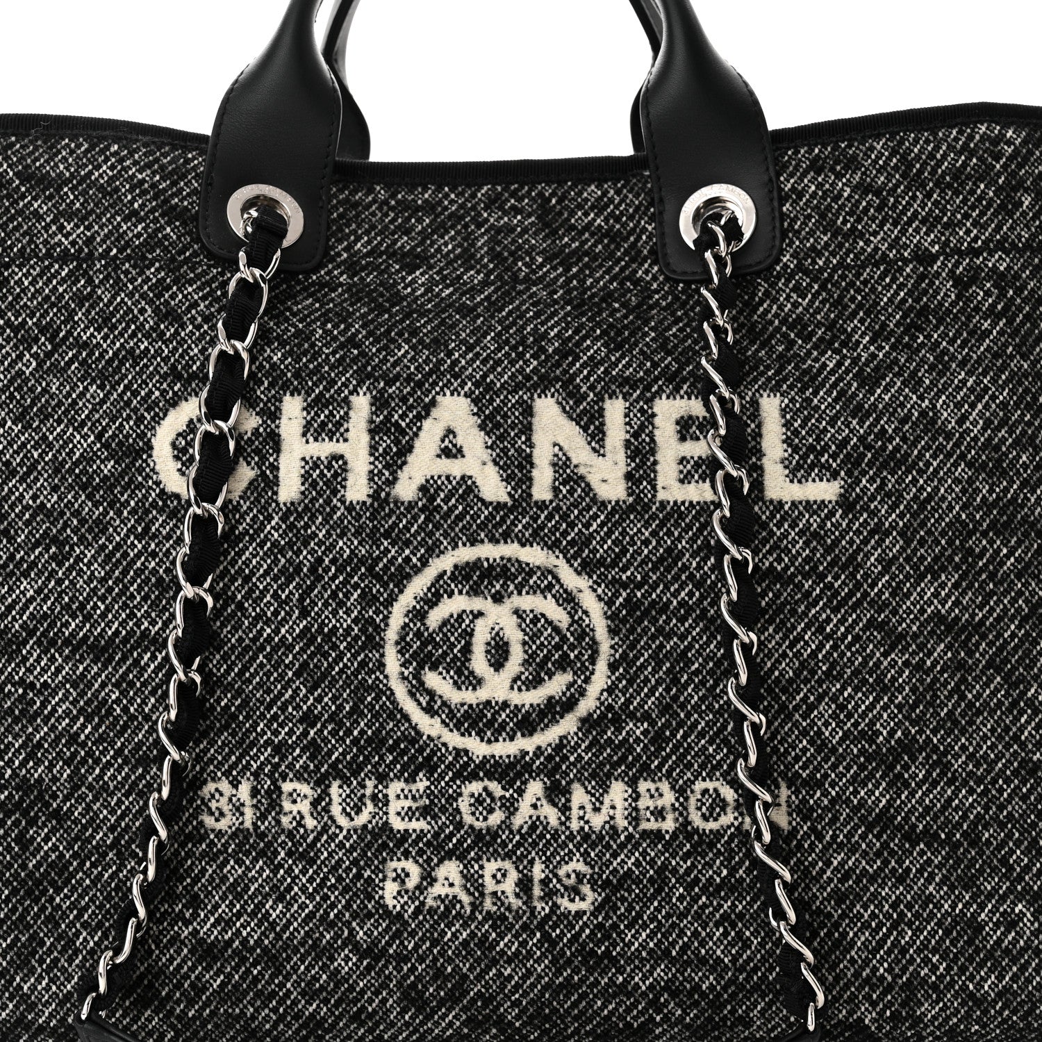 Chanel Mixed Fibers Calfskin Medium Deauville Tote Black 8 of 11
