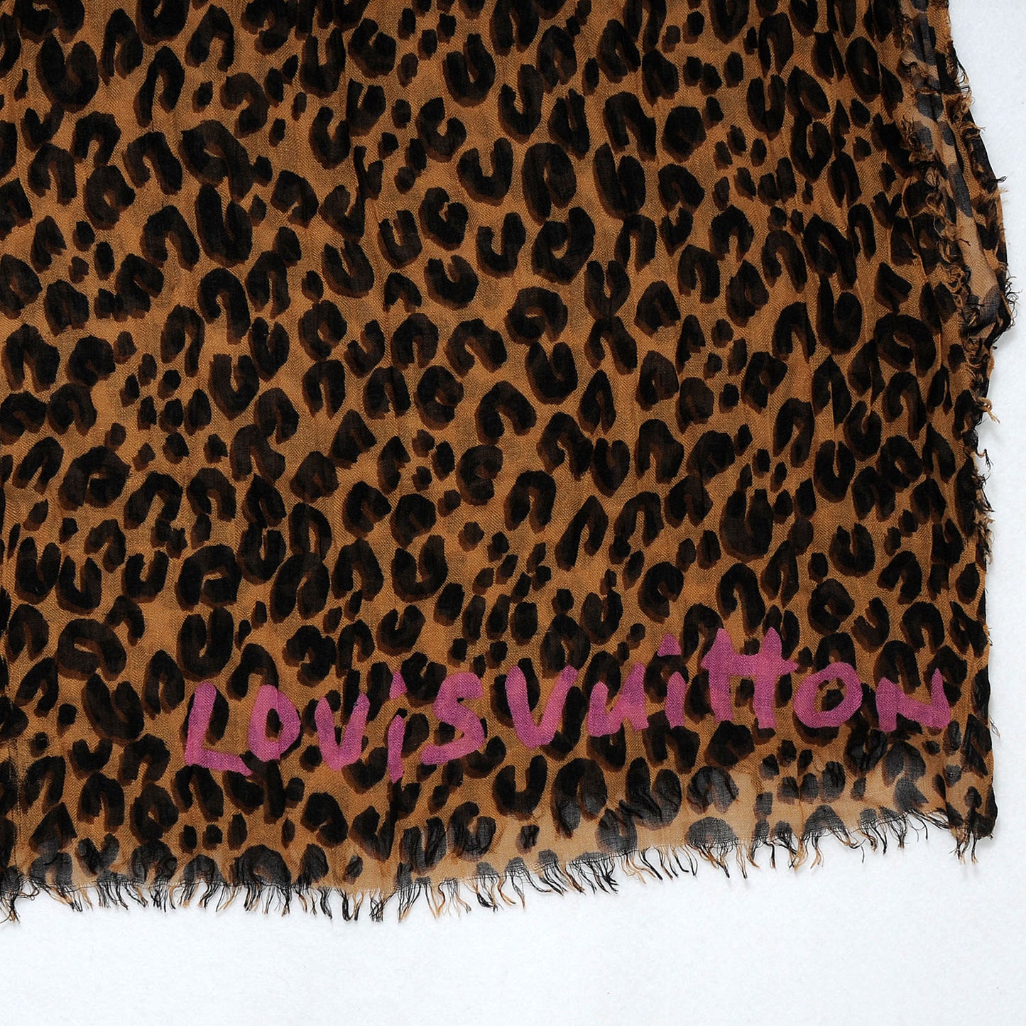 Cashmere Silk Leopard Stole Brown