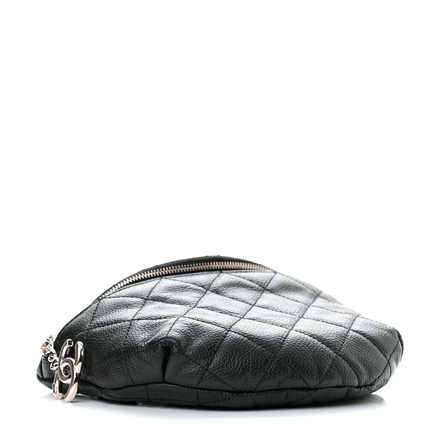 Grained Calfskin Quilted Waist Belt Bag Black