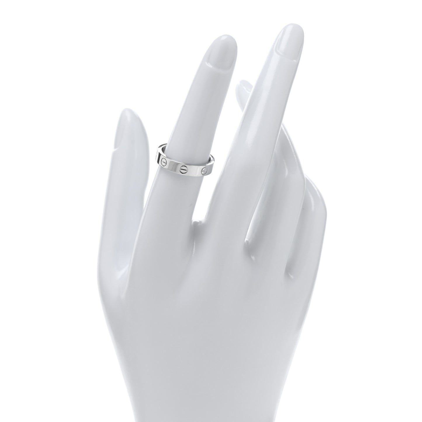 18K White Gold Diamond 4mm LOVE Wedding Band Ring 53 6.5