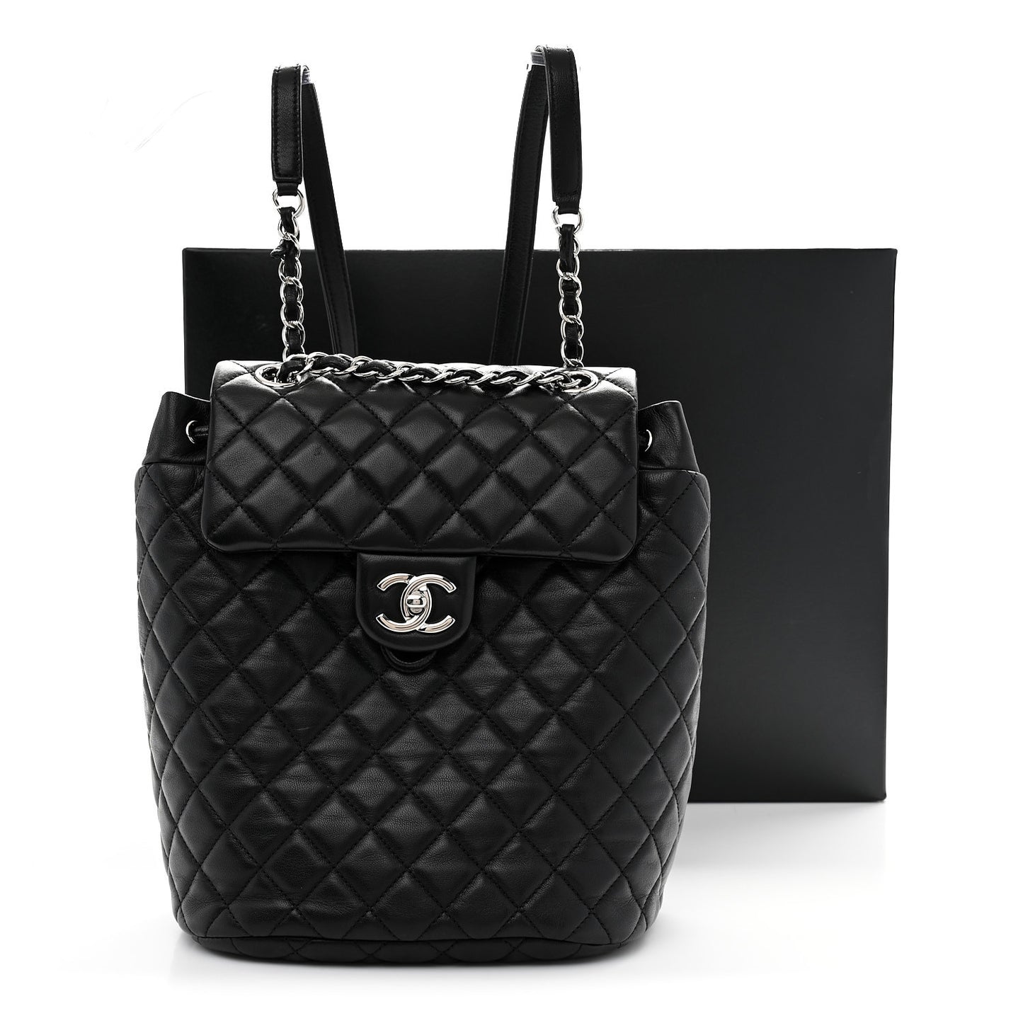 Lambskin Quilted Small Urban Spirit Backpack Black