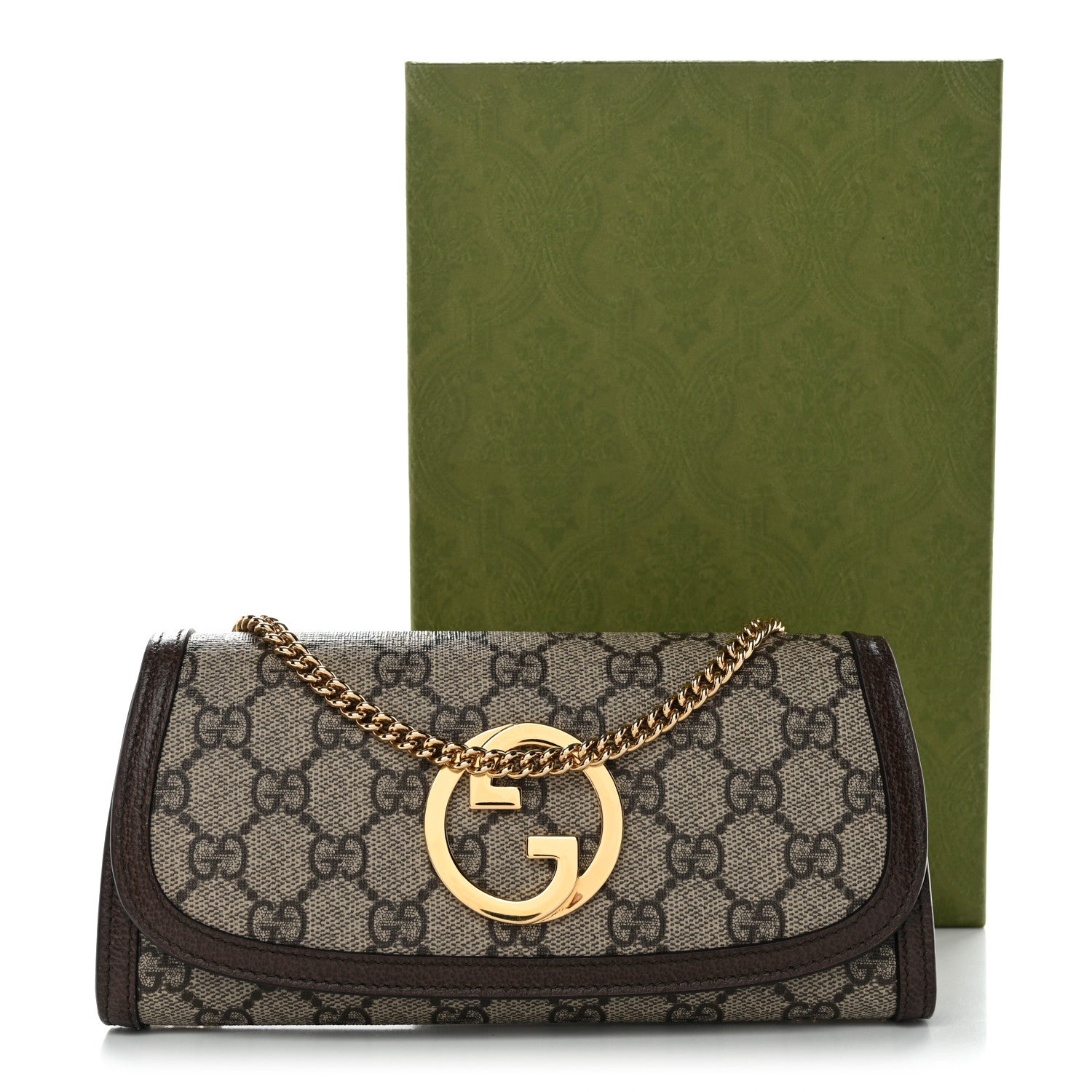 Gucci GG Supreme Monogram Textured Dollar Calfskin Blondie Continental Chain Wallet Beige Ebony New Acero 12 of 12