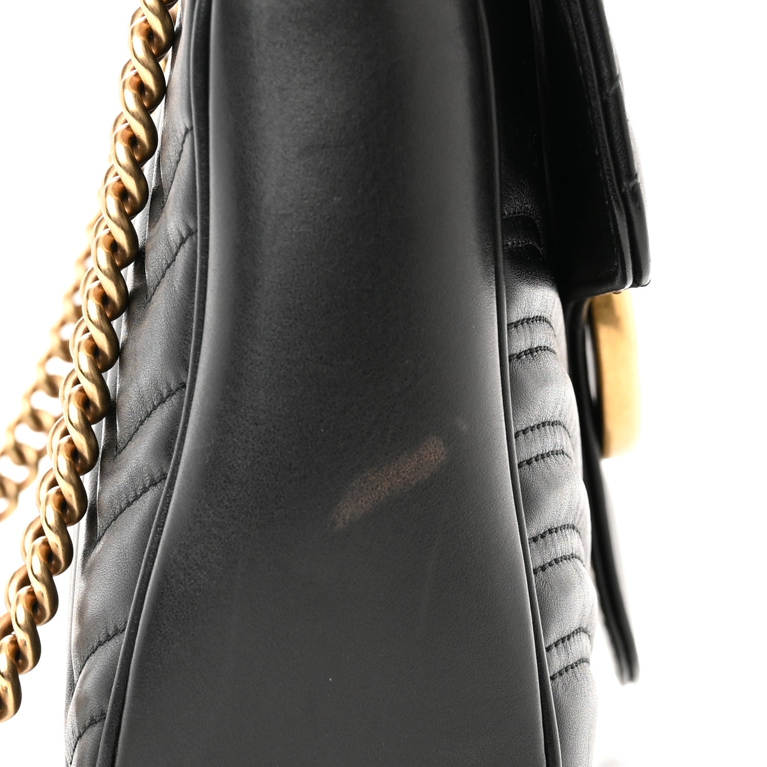 Gucci Calfskin Matelasse Medium GG Marmont Shoulder Bag Black 13 of 16