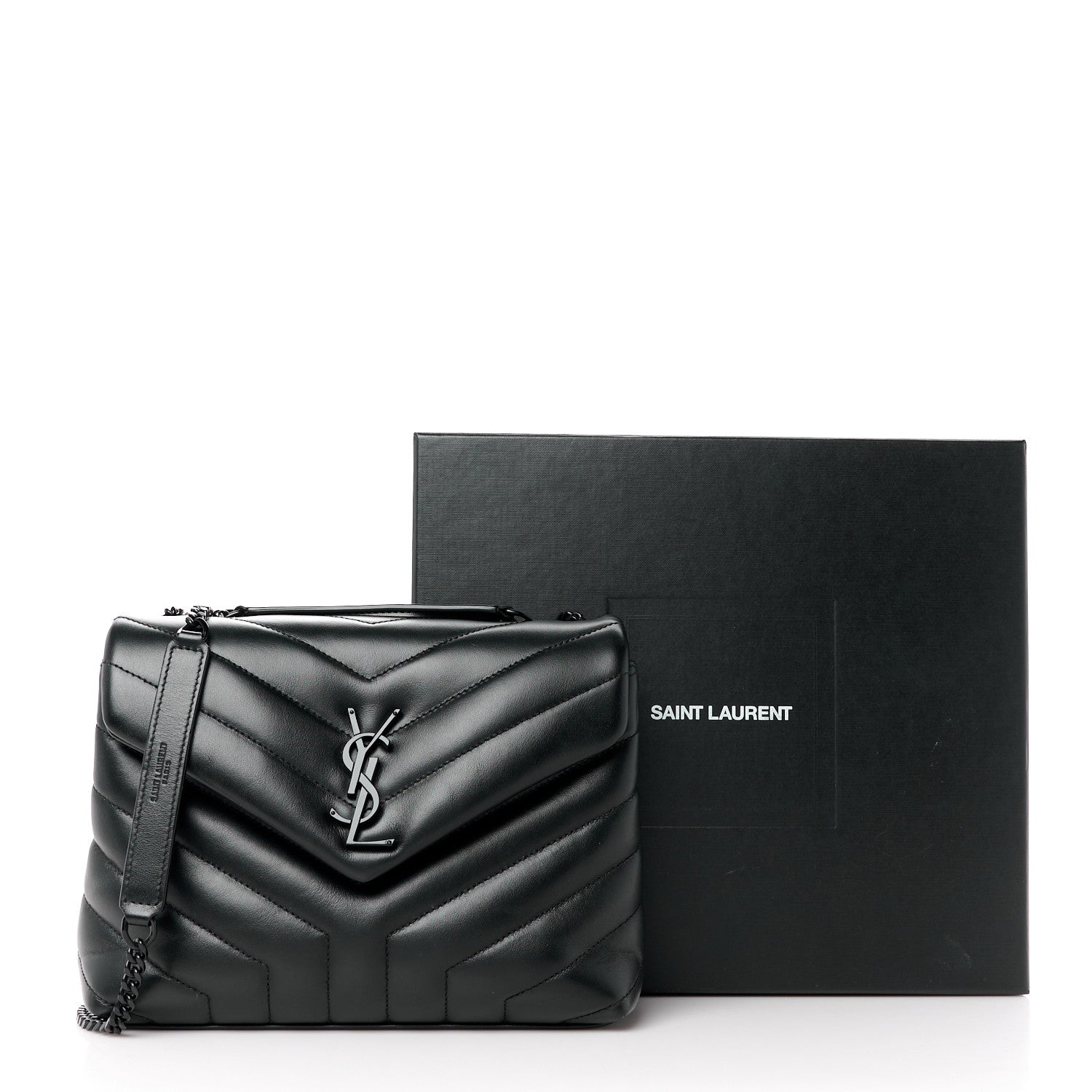 Saint Laurent Calfskin Y Quilted Monogram Monochrome Small Loulou Chain Satchel Black 12 of 12