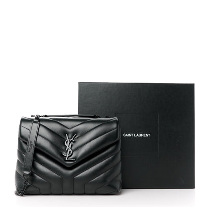 Saint Laurent Calfskin Y Quilted Monogram Monochrome Small Loulou Chain Satchel Black 12 of 12