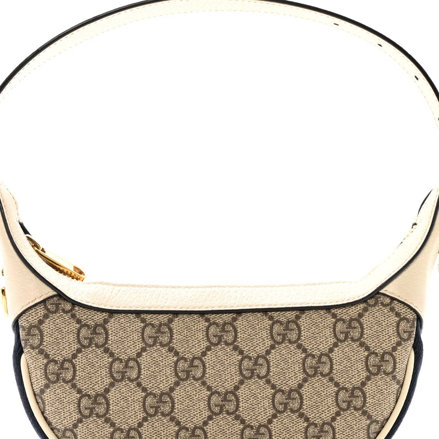 Gucci GG Supreme Monogram Textured Dollar Calfskin Web Mini Ophidia Half Moon Hobo Beige Ebony Mystic White 8 of 11