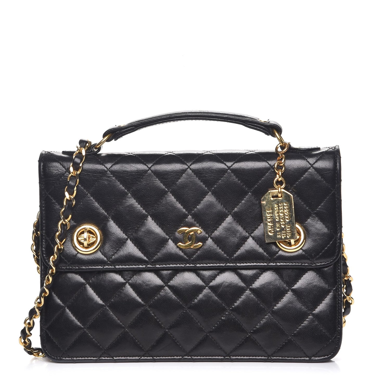 Lambskin Quilted Runway Flap Bag Black