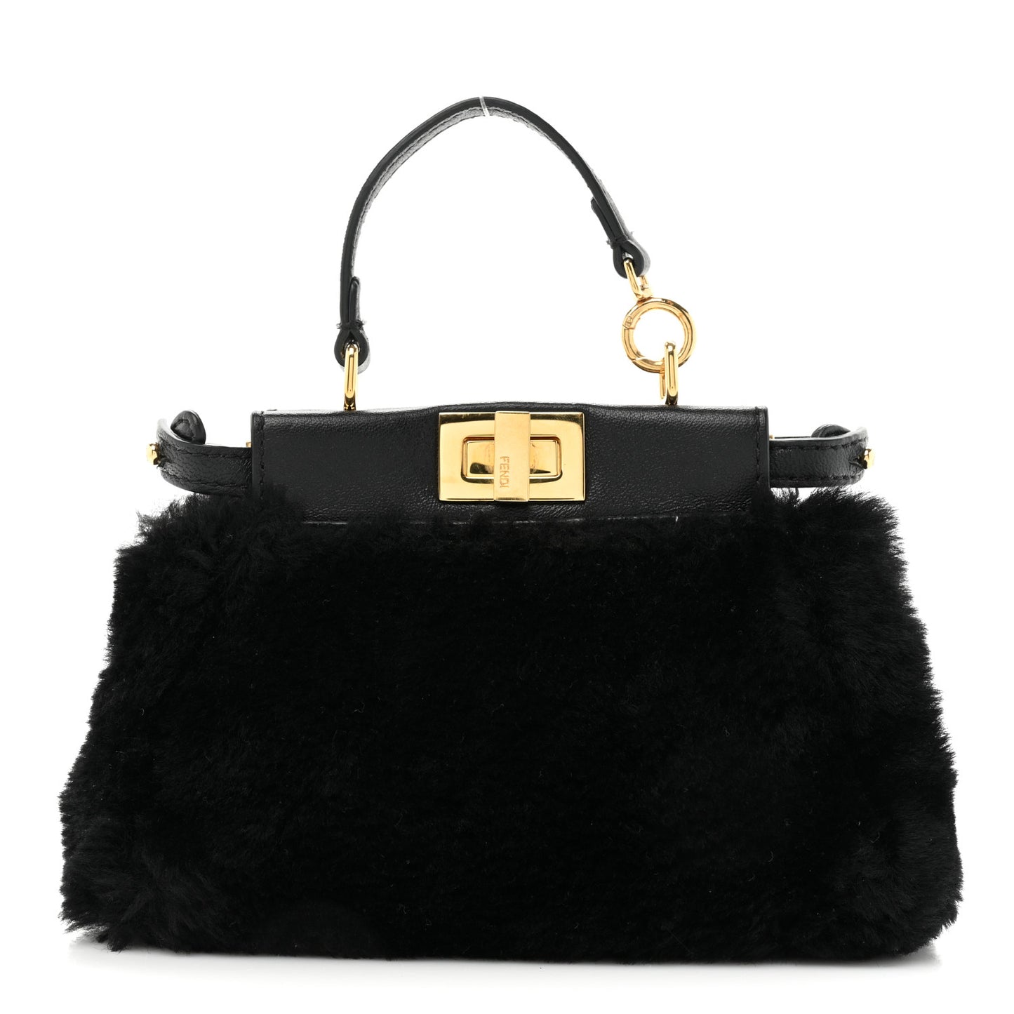 Shearling Shiny Nappa Micro Peekaboo Iconic Satchel Black