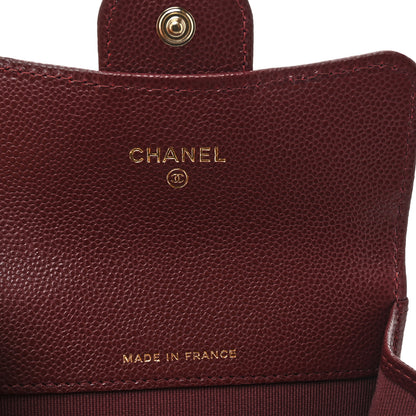 Chanel Caviar Quilted Flap Card Holder Wallet Burgundy 6 of 8