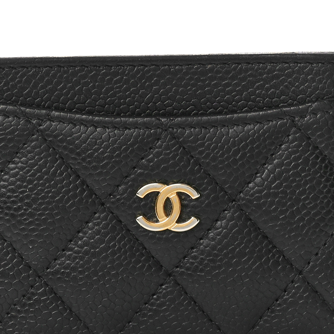 Caviar Quilted Card Holder Black