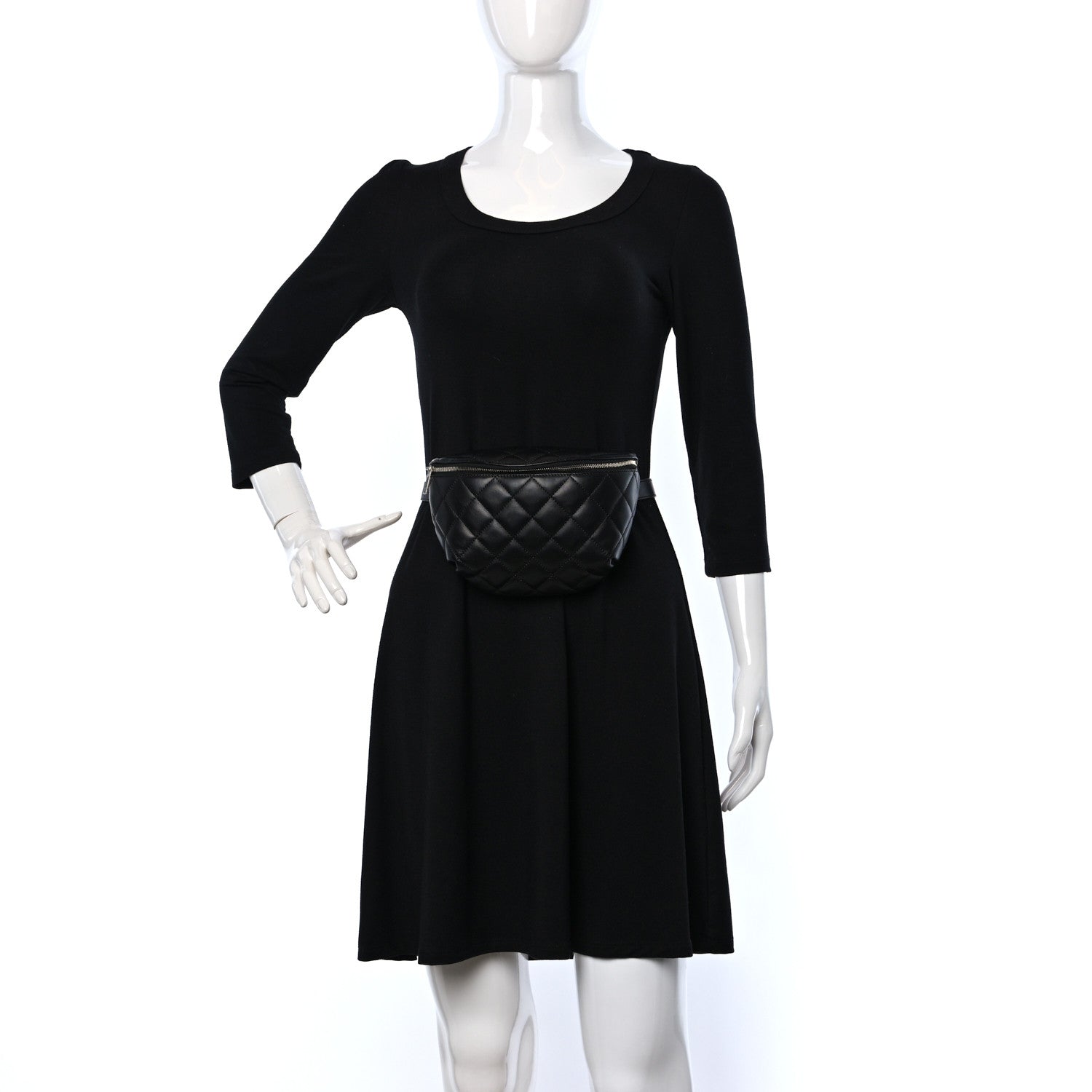 Chanel Lambskin Quilted Waist Belt Bag Black 2 of 9