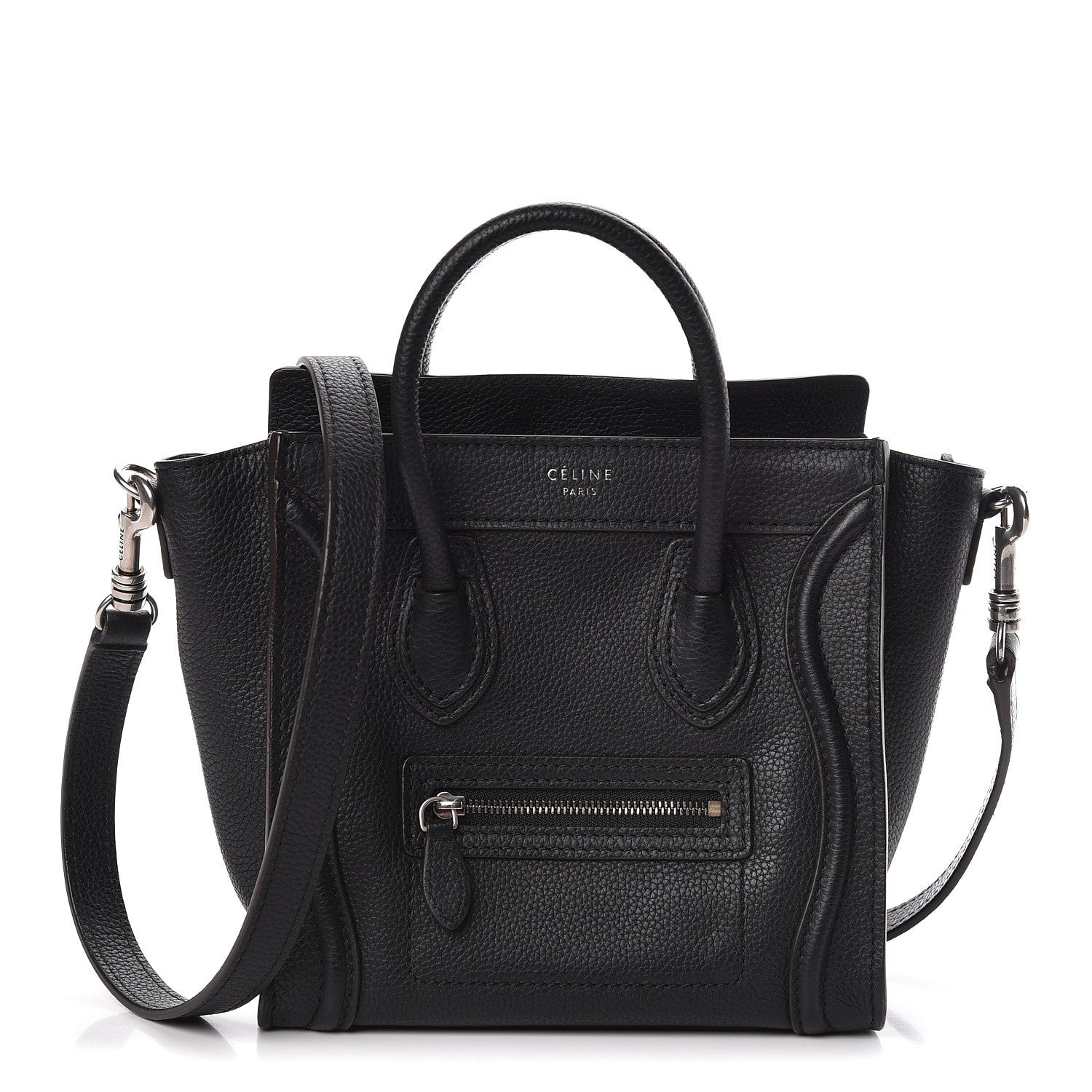 Celine Drummed Calfskin Nano Luggage Black 1 of 12