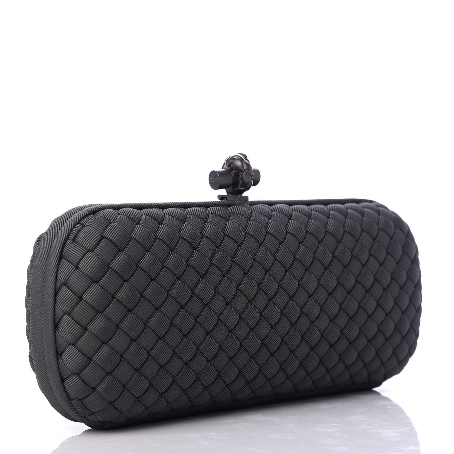 Bottega Veneta Silk Faille Intrecciato Knot Clutch Grey 3 of 6