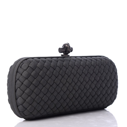Bottega Veneta Silk Faille Intrecciato Knot Clutch Grey 3 of 6