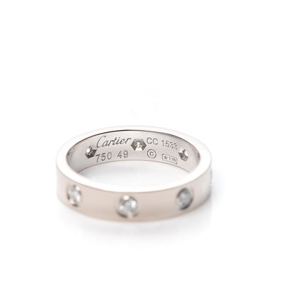 Cartier 18K White Gold 8 Diamond 4mm Wedding Band LOVE Ring 49 4.75 4 of 5