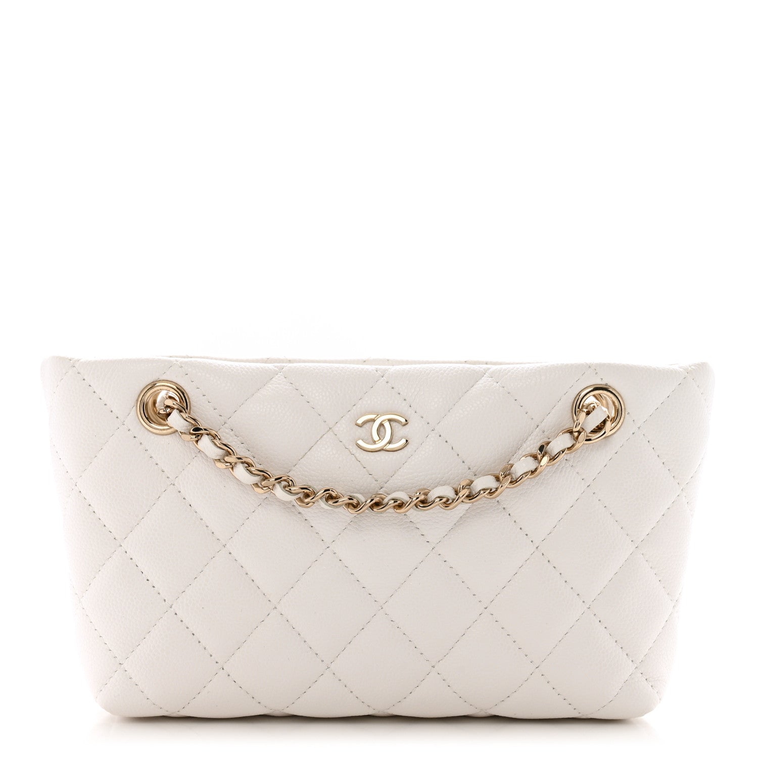 Chanel Caviar Quilted Classic Clutch Tote With Chain White 1 of 10