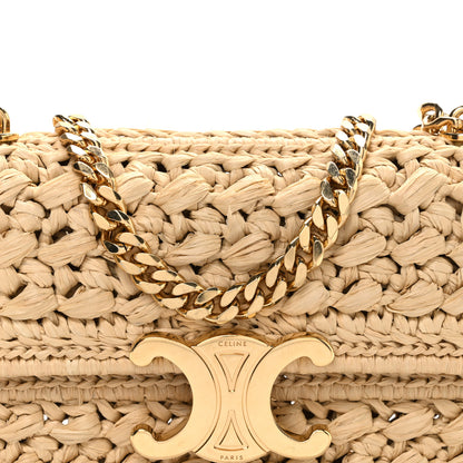Celine Raffia Effect Claude Chain Shoulder Bag Natural 7 of 9