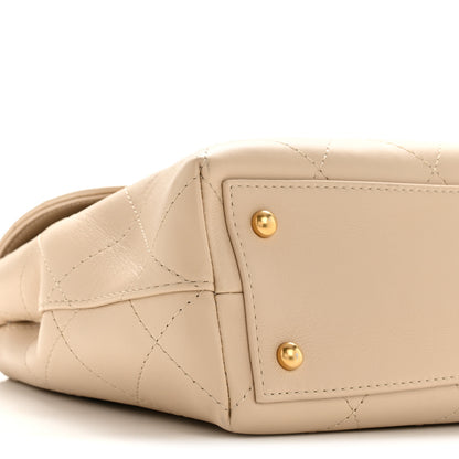 Chanel Calfskin Stitched Flap Top Handle Beige 9 of 11