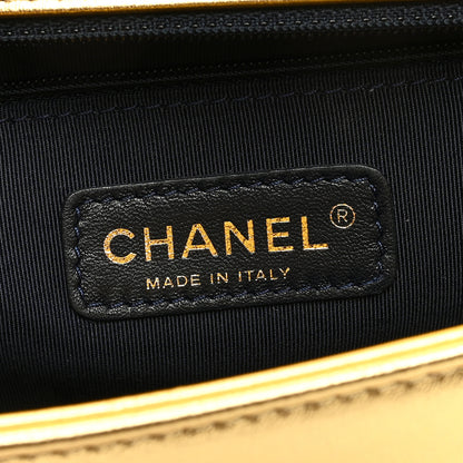 Chanel Metallic Lambskin Embossed Large Boy Cube Flap Gold 6 of 9