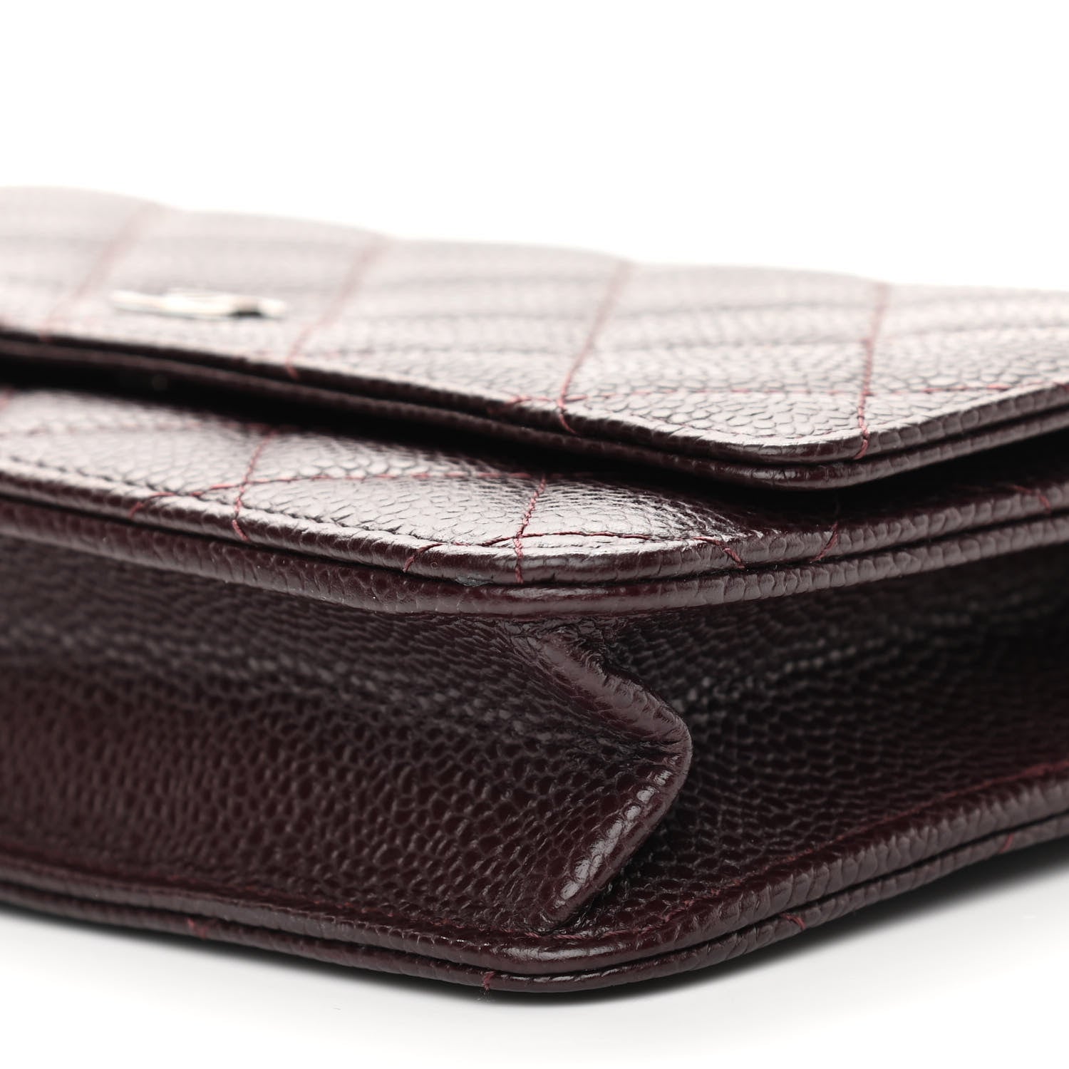 Chanel Caviar Quilted Wallet on Chain WOC Burgundy 11 of 11