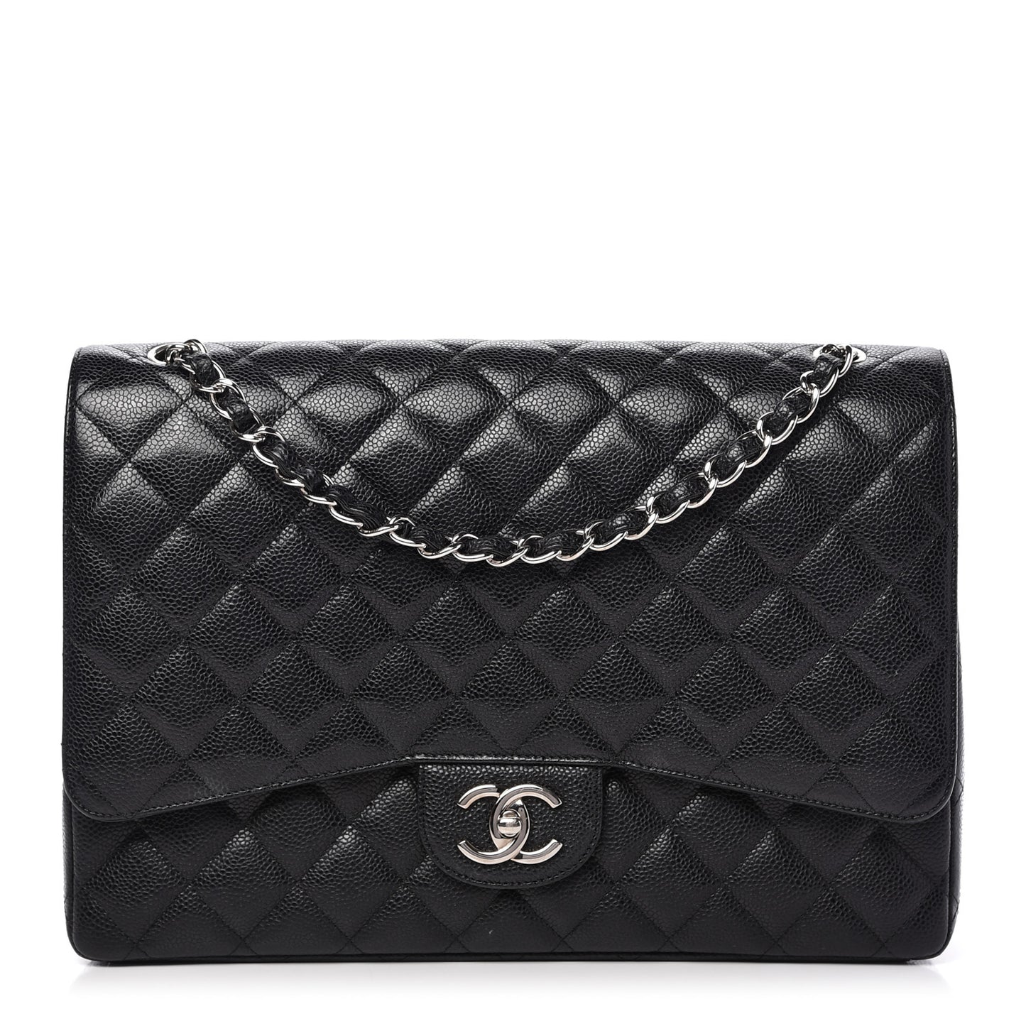 Caviar Quilted Maxi Double Flap Black
