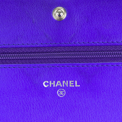 Chanel Calfskin Quilted Fancy CC Wallet On Chain WOC Blue 6 of 8