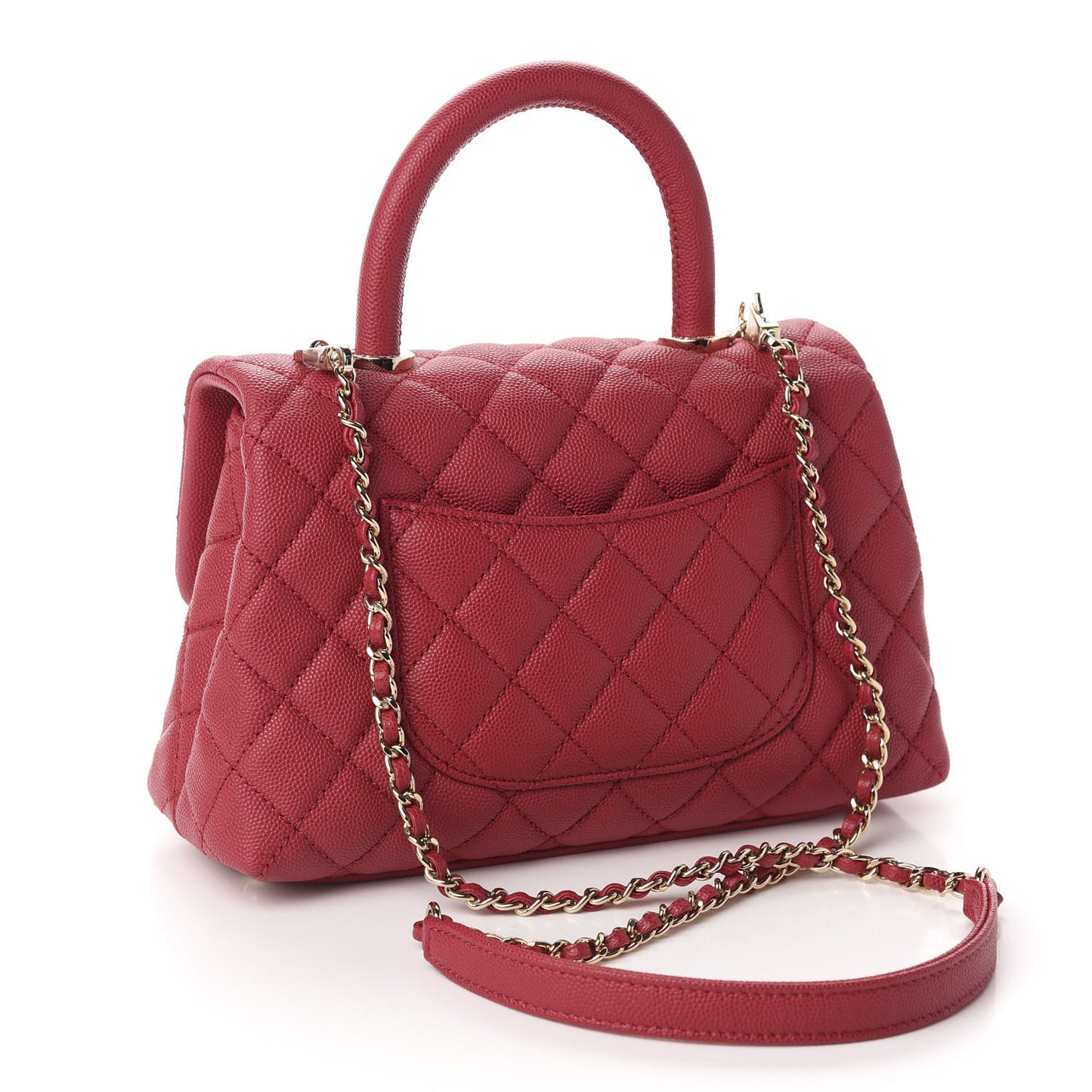 Caviar Quilted Mini Coco Handle Flap Dark Pink