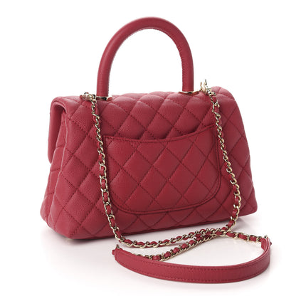 Chanel Caviar Quilted Mini Coco Handle Flap Dark Pink 3 of 10