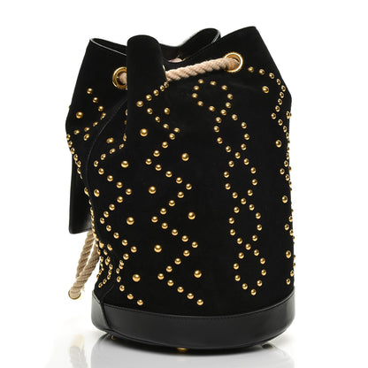 Saint Laurent Suede Studded Small Seau Bucket Bag Black 3 of 6
