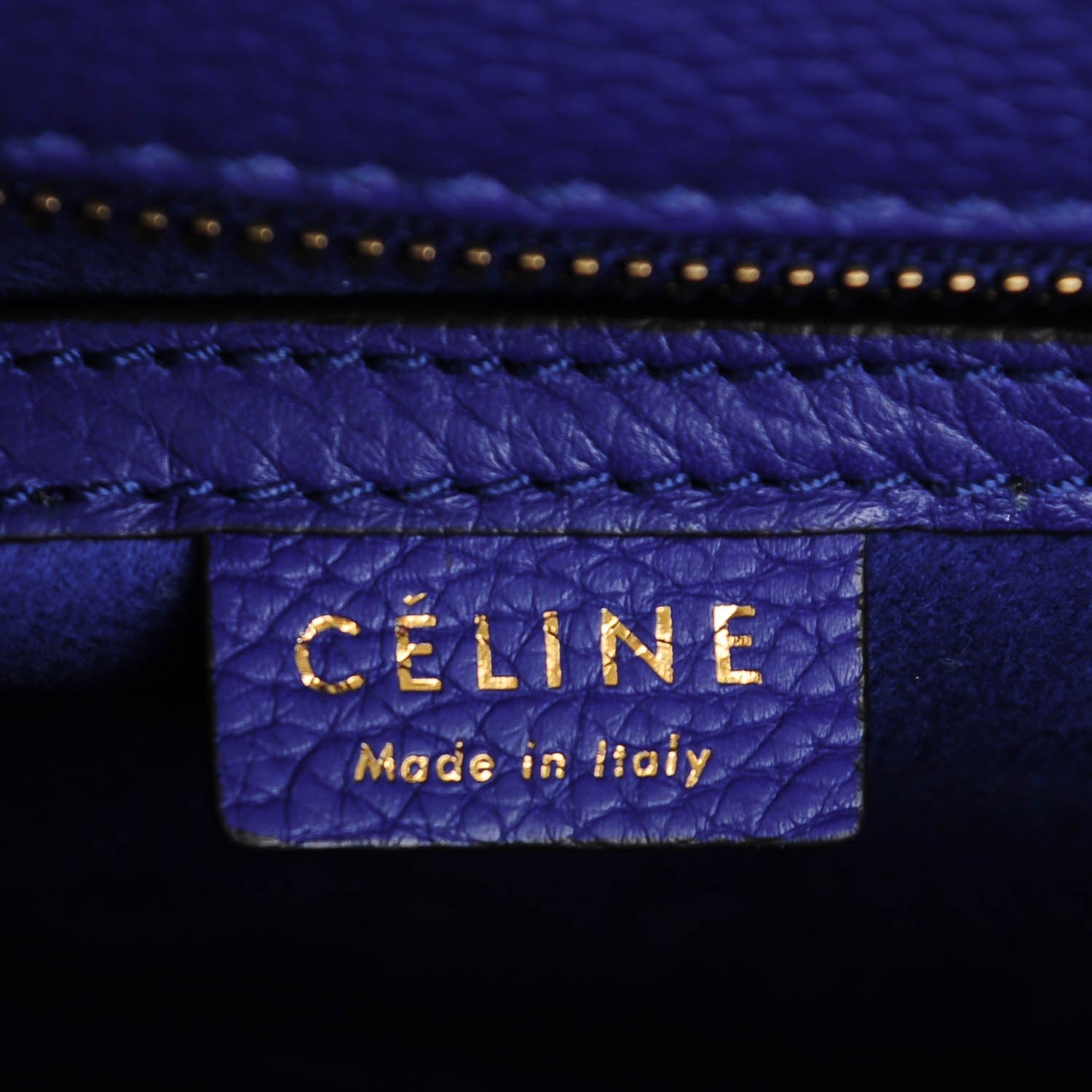 Celine Drummed Calfskin Nano Luggage Indigo 6 of 6