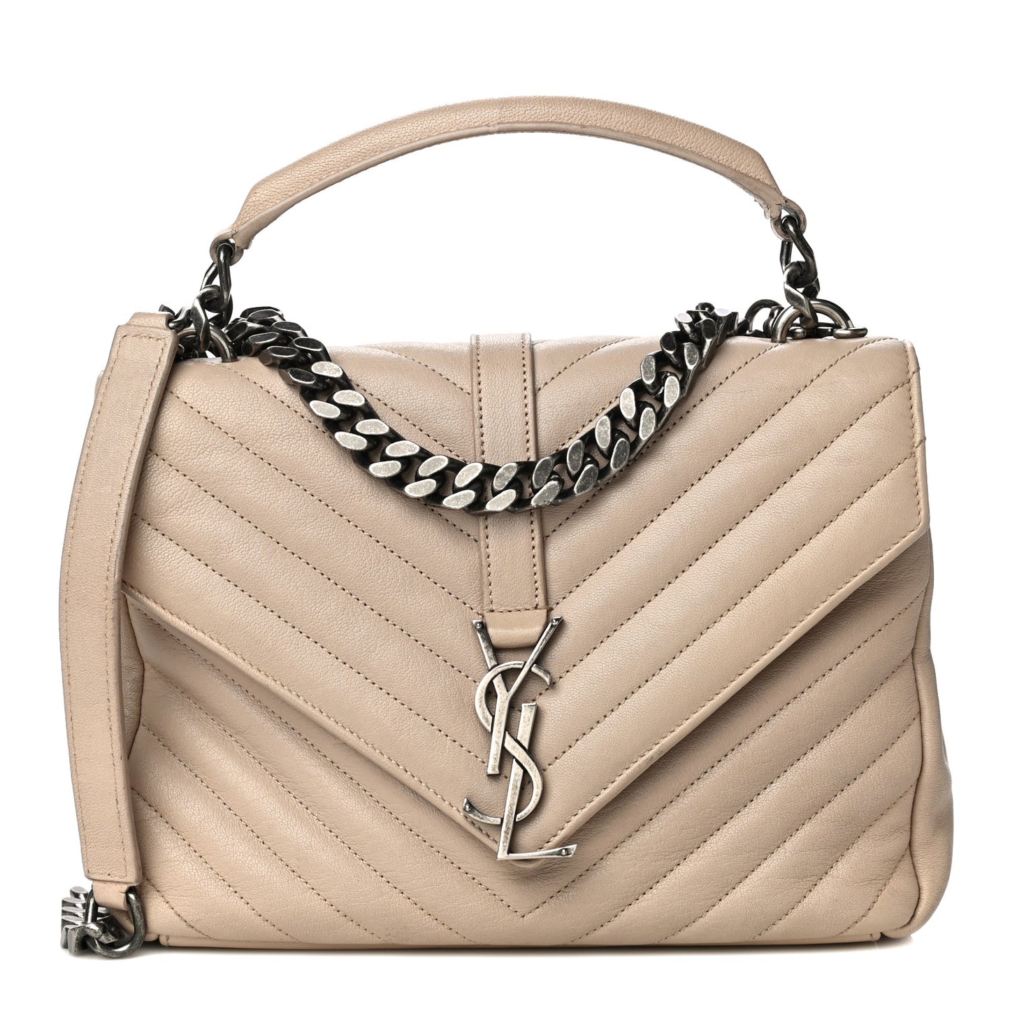 Sheepskin Matelasse Chevron Monogram Medium College Bag Rose Antic