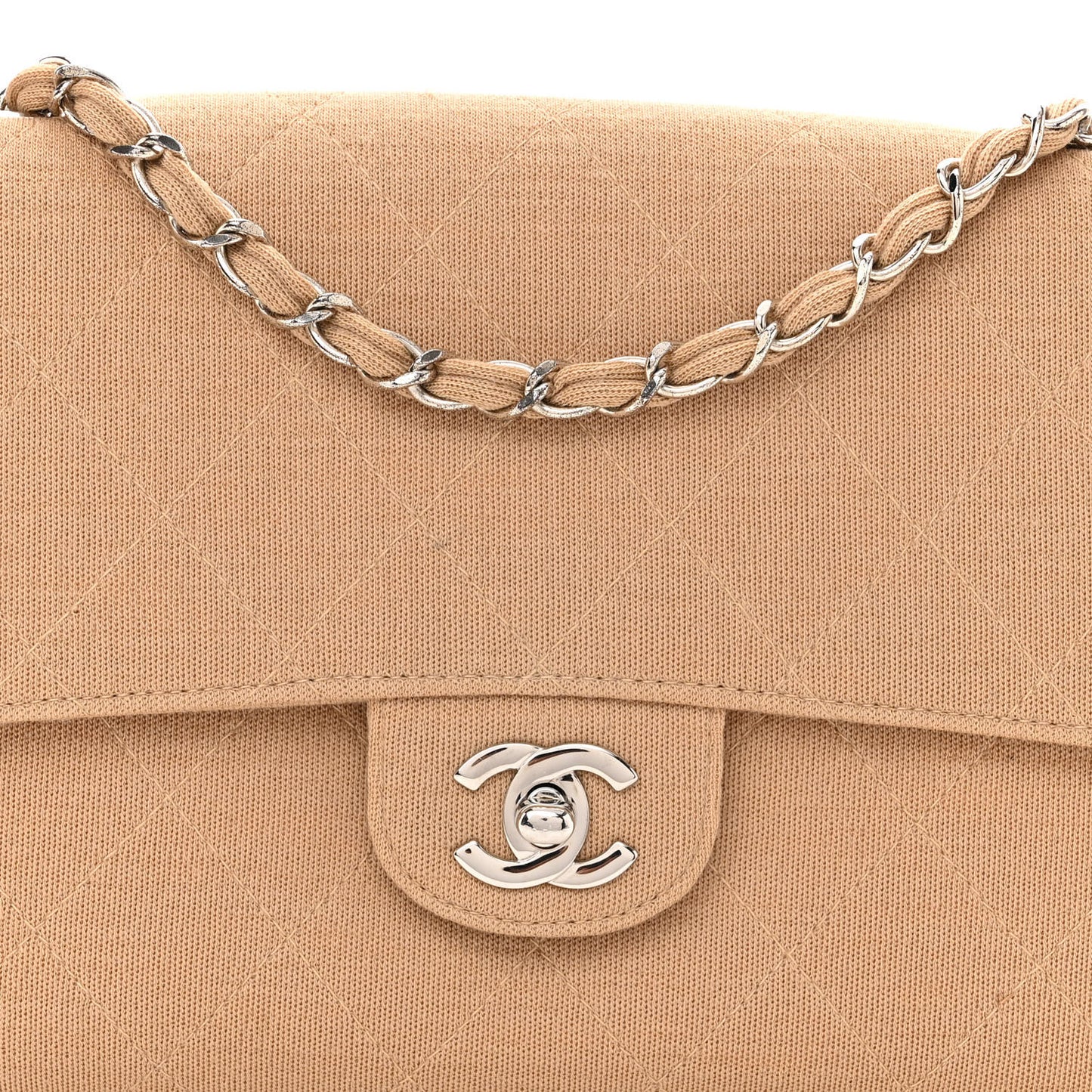Jersey Quilted Medium Single Flap Beige