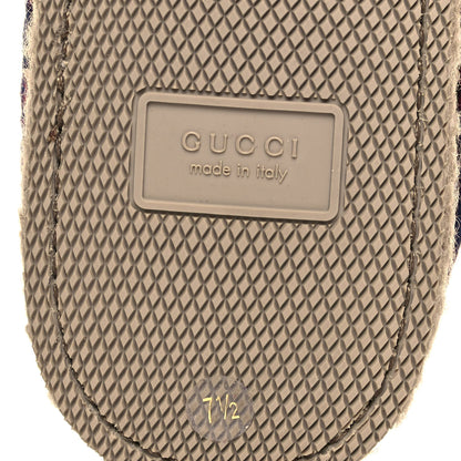 Gucci Covered Wool GG Monogram Mens Fria Horsebit Loafers 7.5 Blue Red Butterscotch 6 of 9