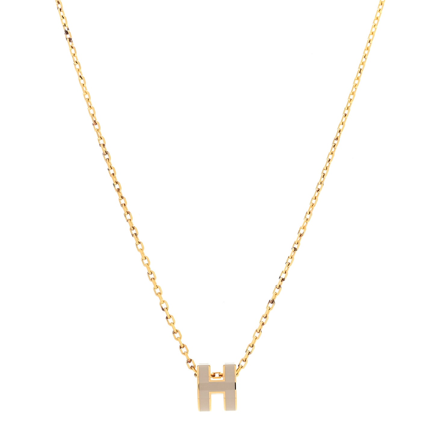 Lacquered Gold Mini Pop H Pendant Necklace Marron Glace