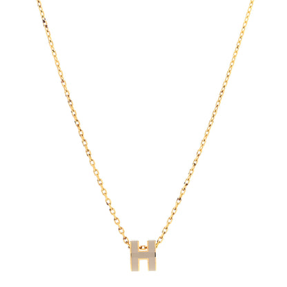 Hermes Lacquered Gold Mini Pop H Pendant Necklace Marron Glace 1 of 5