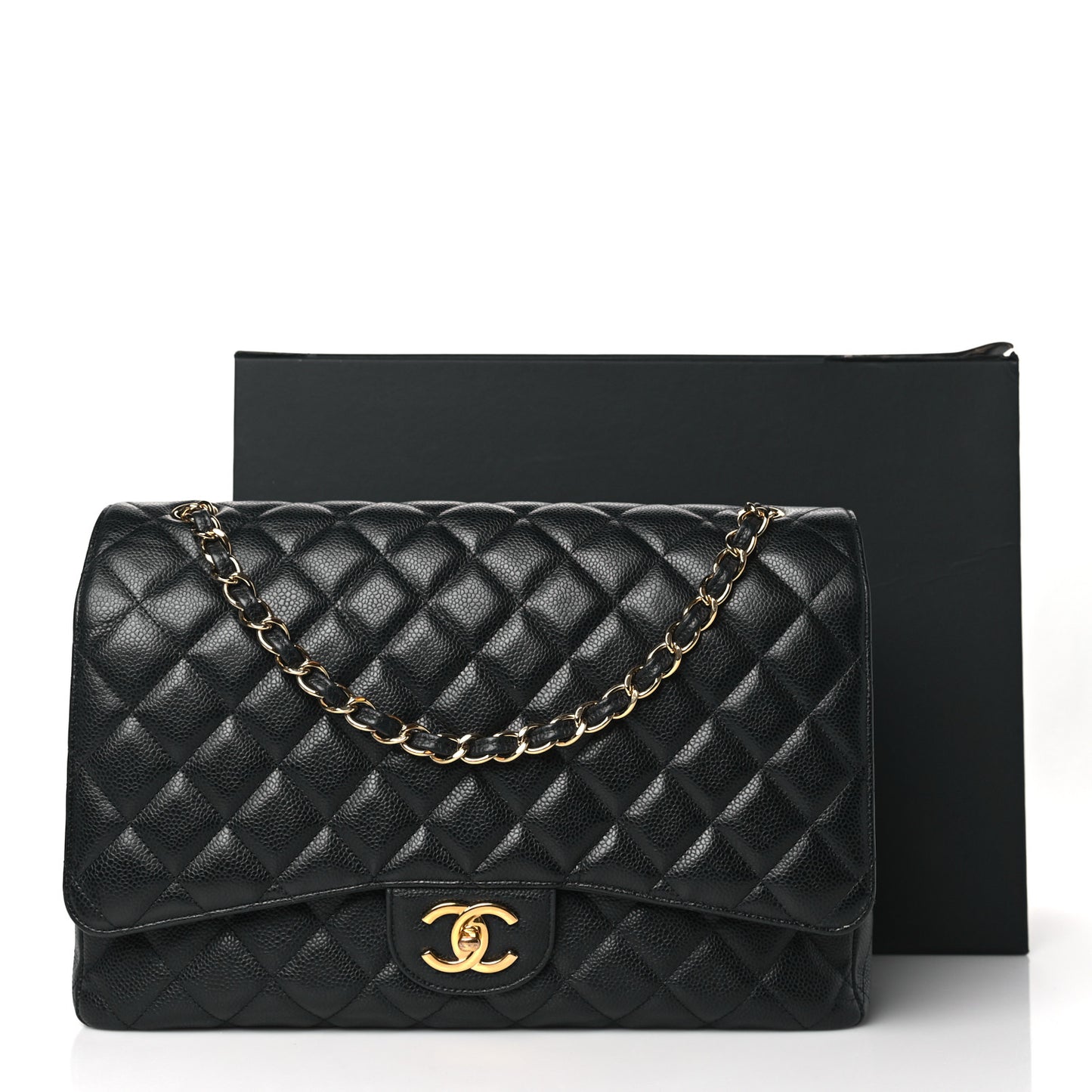 Caviar Quilted Maxi Double Flap Black