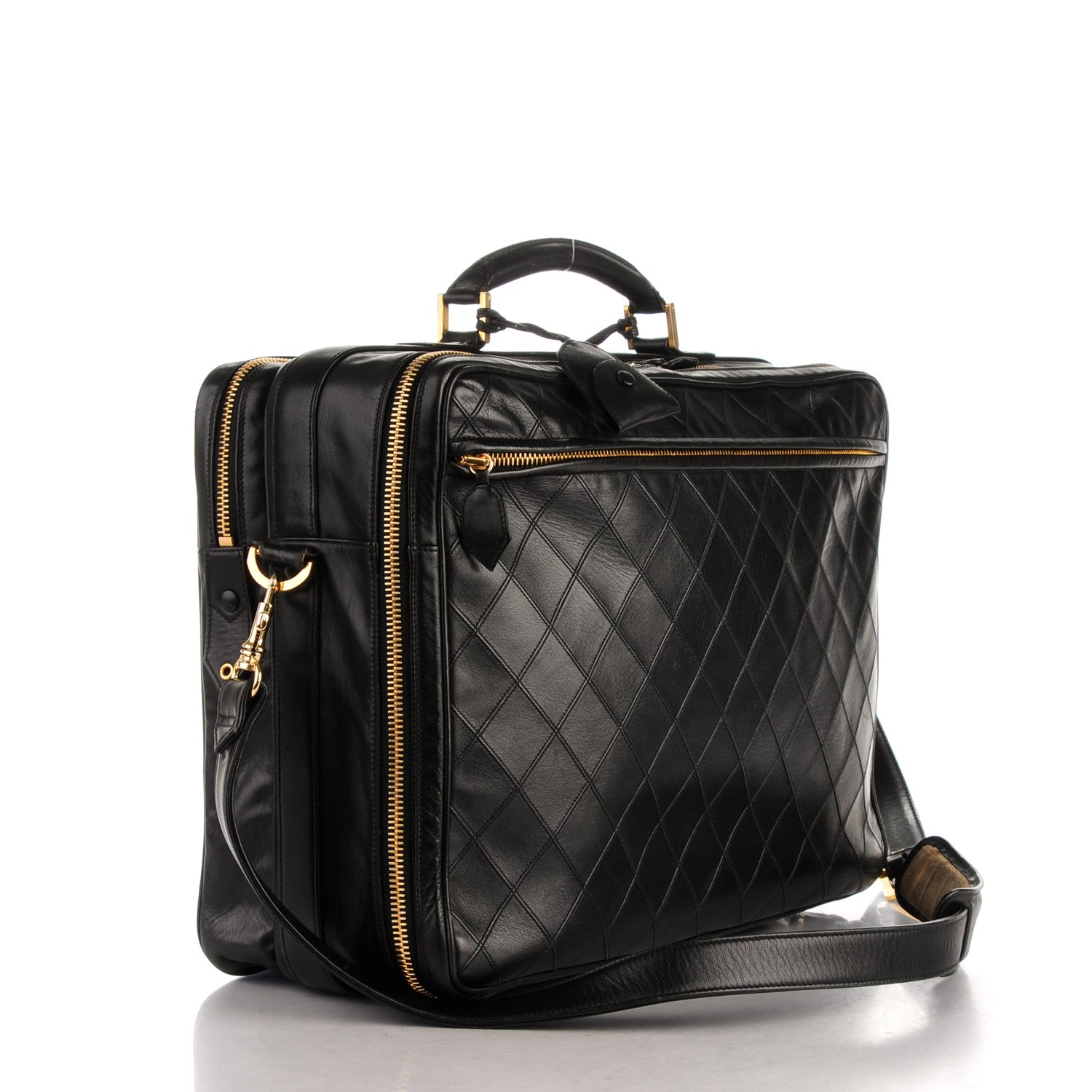 Chanel Lambskin Stitched Suitcase Travel Bag Black 4 of 12