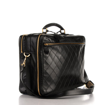 Chanel Lambskin Stitched Suitcase Travel Bag Black 4 of 12