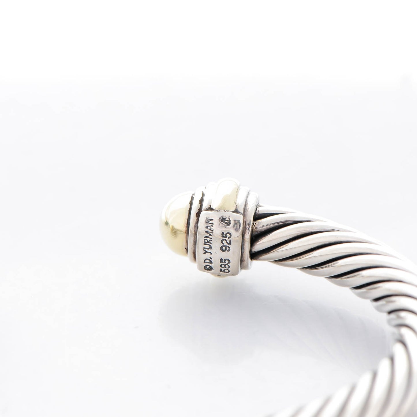 Sterling Silver 14K Yellow Gold 7mm Cable Classics Bracelet