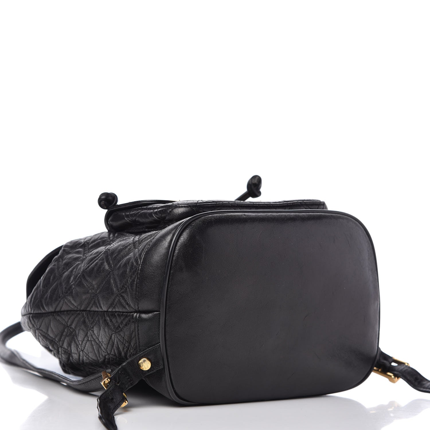 MCM Calfskin Quilted Studded Backpack Black 4 of 9