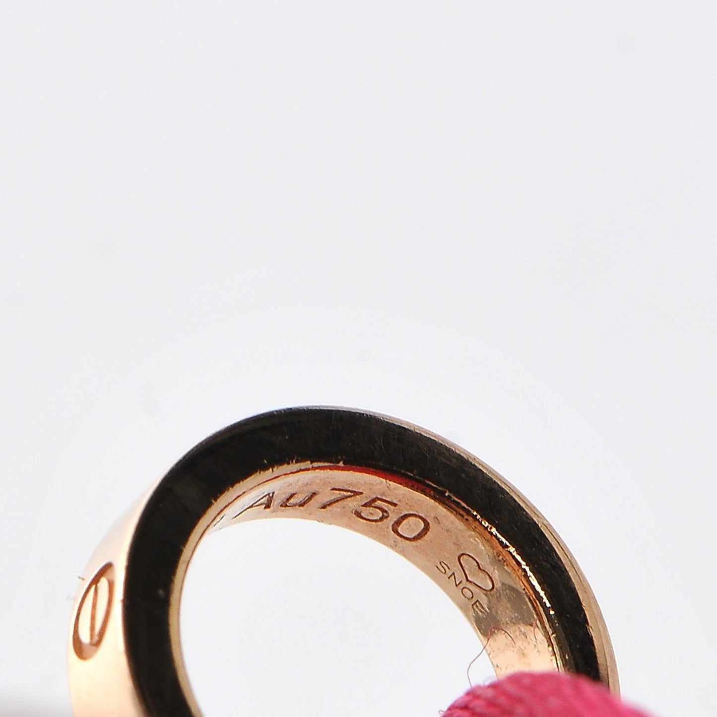 18K Pink Gold Ceramic 4 Diamond LOVE Cord Bracelet Magenta